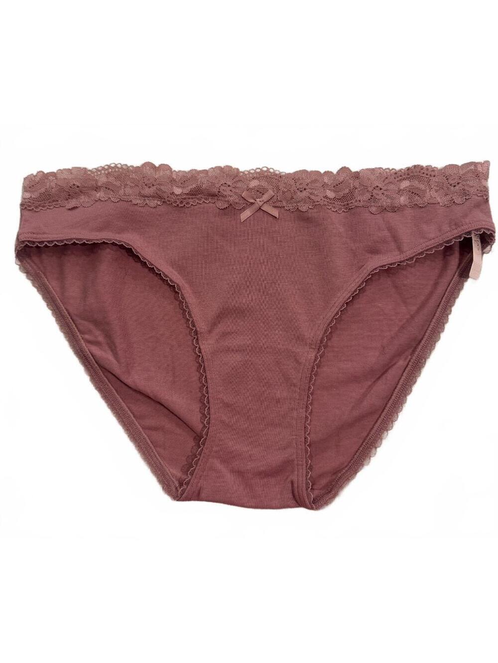 Victoria's Secret Mauve Lace Trim Bikini Panty Size M NWT
